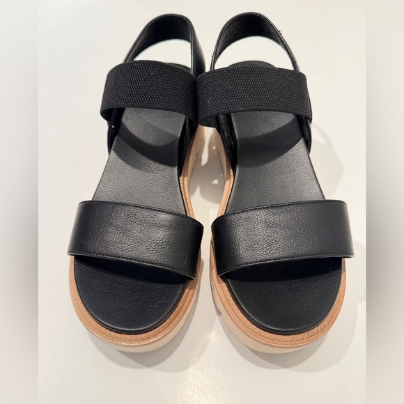 MIA Black Platform Sandals Elastic Straps Chunky Sole Size 7 EUC - Picture 4 of 6